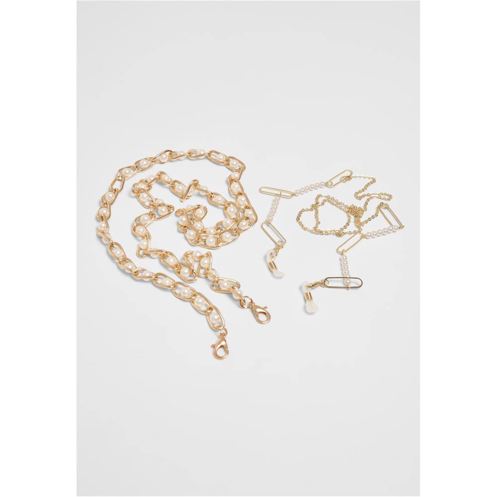 Urban Classics - Multifunctional Chain With Pearls 2Pack Collier - Couleur or